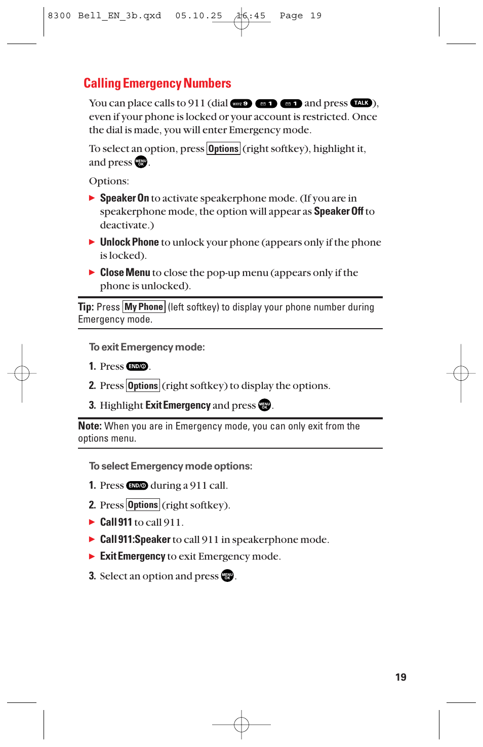 Calling emergency numbers | Sanyo scp8300 User Manual | Page 26 / 179