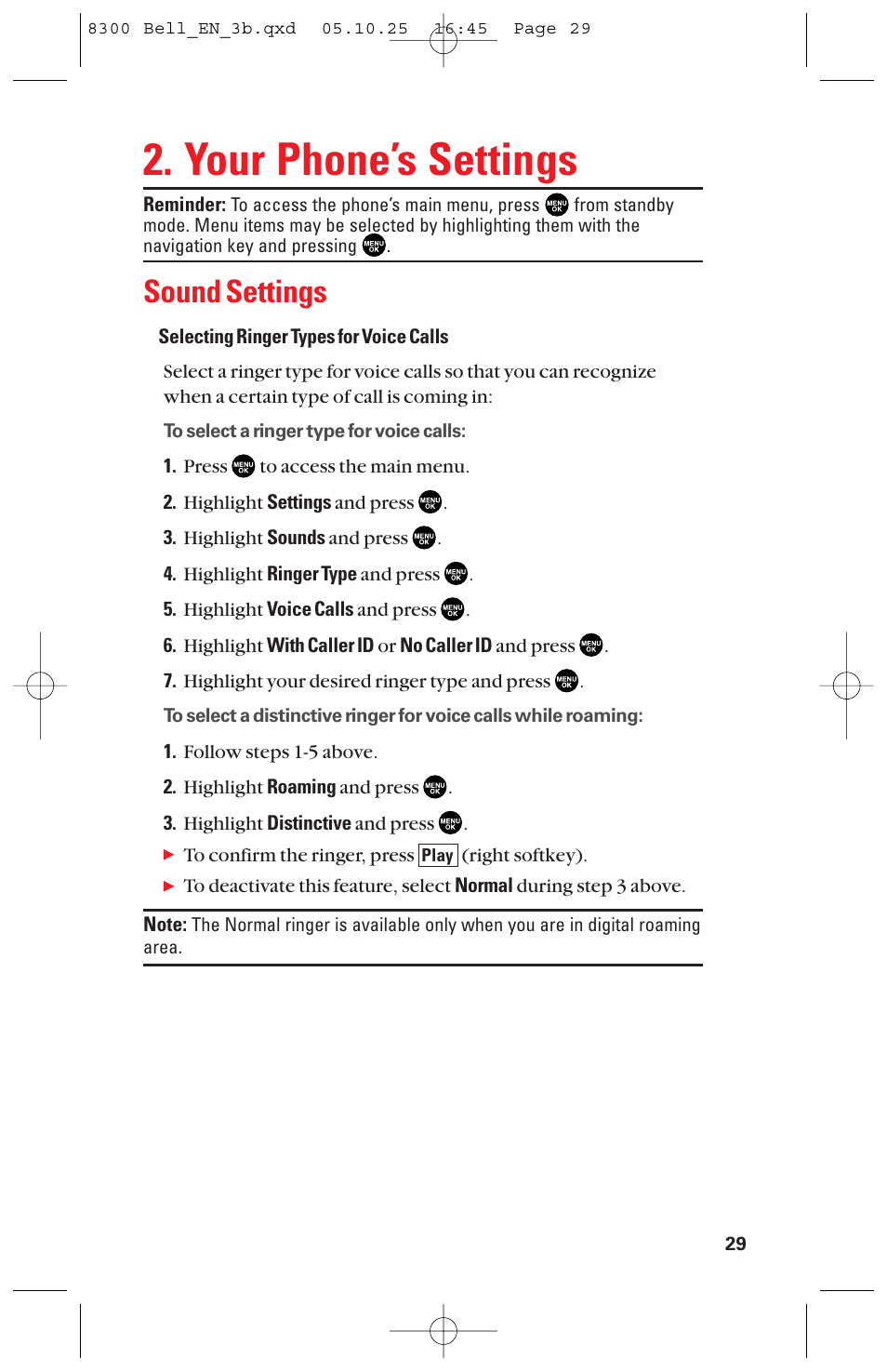 Your phone’s settings, Sound settings | Sanyo scp8300 User Manual | Page 36 / 179