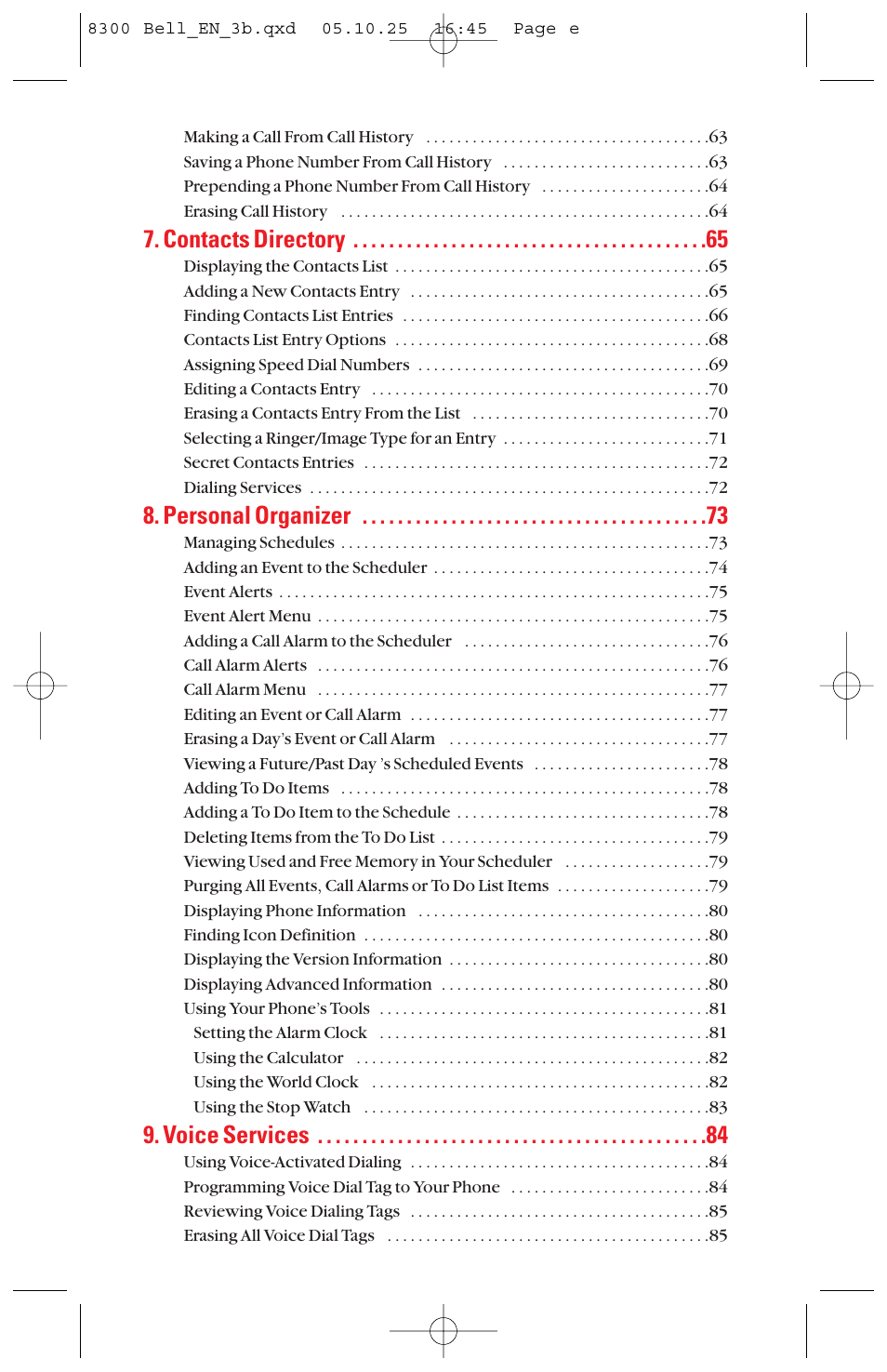 Contacts directory, Personal organizer, Voice services | Sanyo scp8300 User Manual | Page 4 / 179