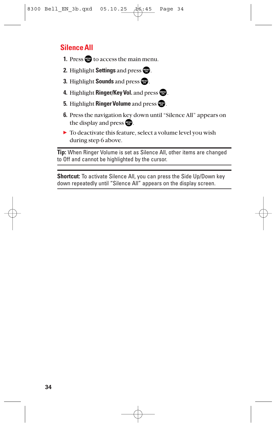 Silence all | Sanyo scp8300 User Manual | Page 41 / 179