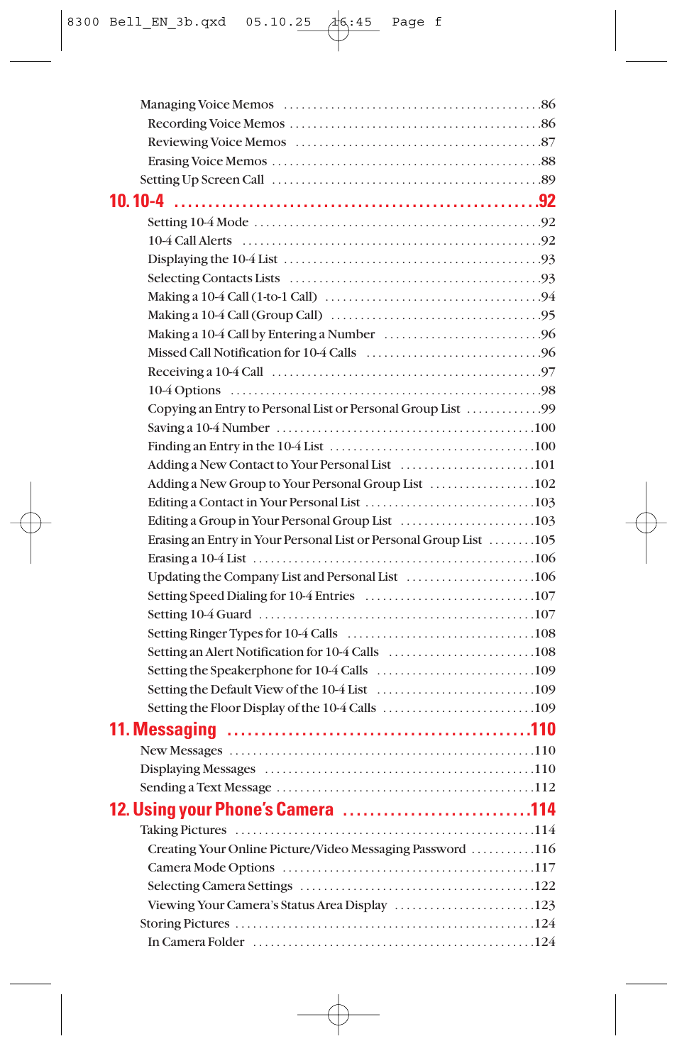 Messaging, Using your phone’s camera | Sanyo scp8300 User Manual | Page 5 / 179