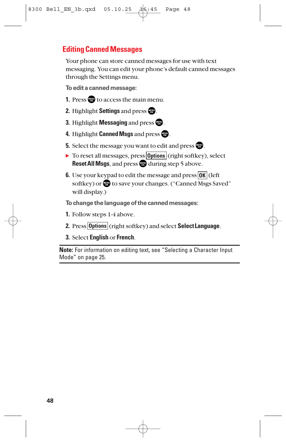 Editing canned messages | Sanyo scp8300 User Manual | Page 55 / 179