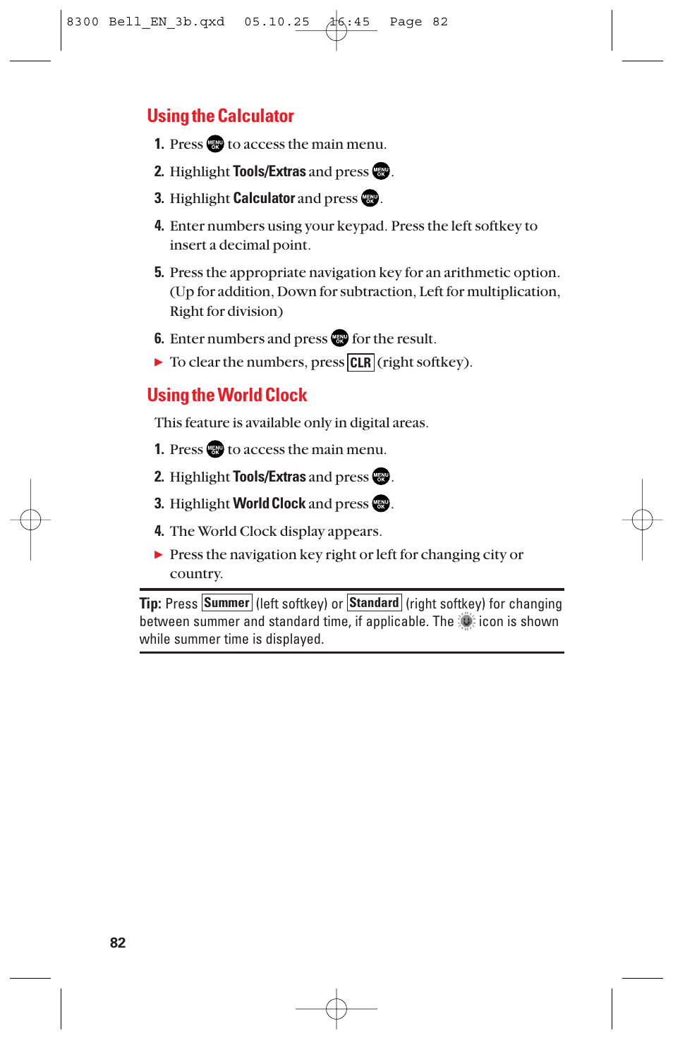 Using the calculator, Using the world clock | Sanyo scp8300 User Manual | Page 89 / 179