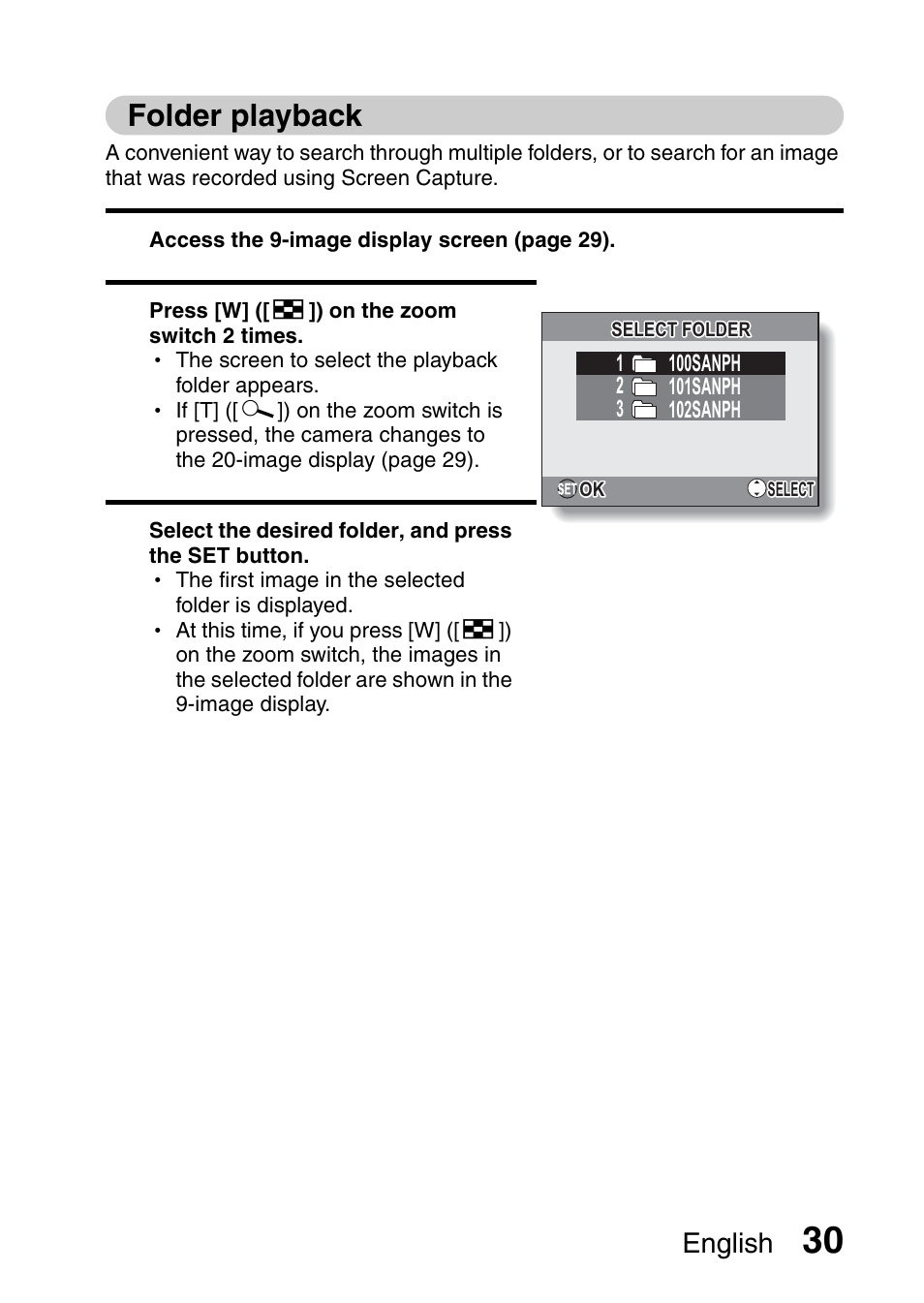 Folder playback, English | Sanyo VPC-X1200 User Manual | Page 39 / 72