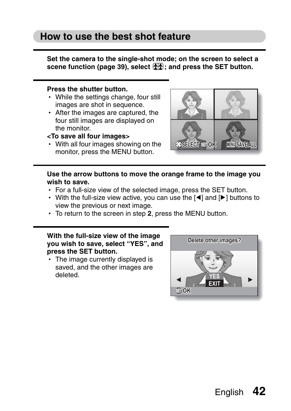 How to use the best shot feature, English | Sanyo VPC-X1200 User Manual | Page 51 / 72