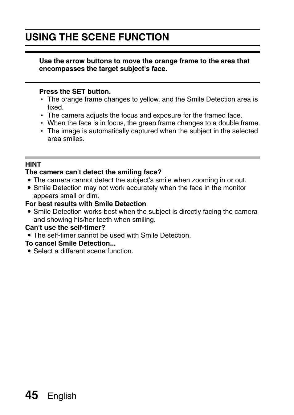 Using the scene function, English | Sanyo VPC-X1200 User Manual | Page 54 / 72