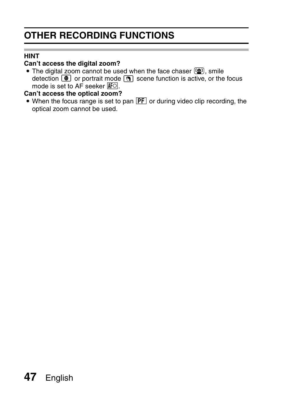 Other recording functions, English | Sanyo VPC-X1200 User Manual | Page 56 / 72