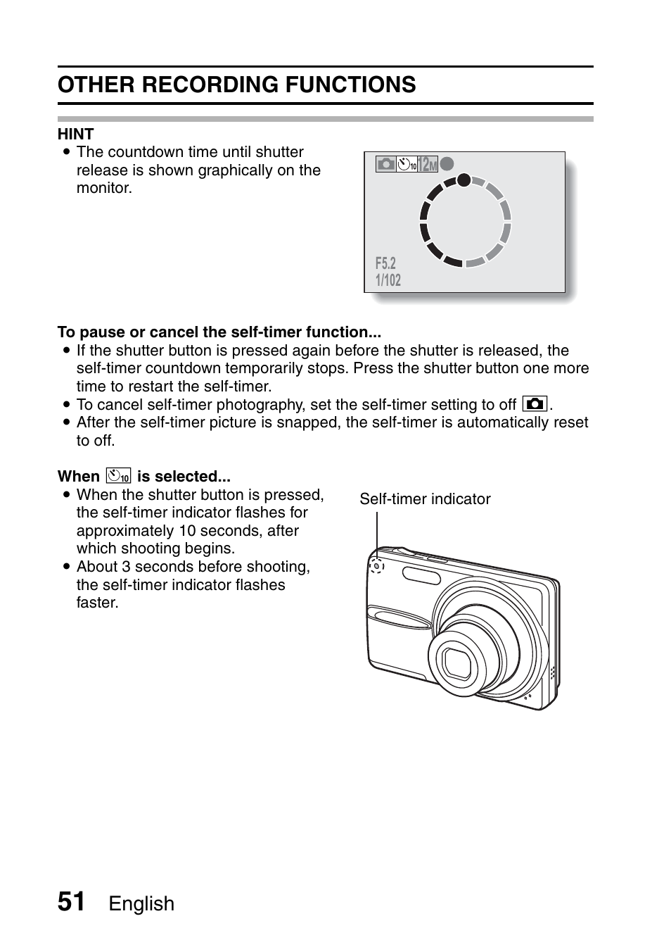 Other recording functions, English | Sanyo VPC-X1200 User Manual | Page 60 / 72