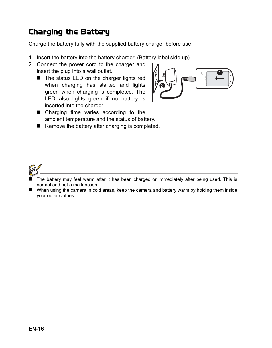 Charging the battery | Sanyo VPC-T1060 User Manual | Page 17 / 47