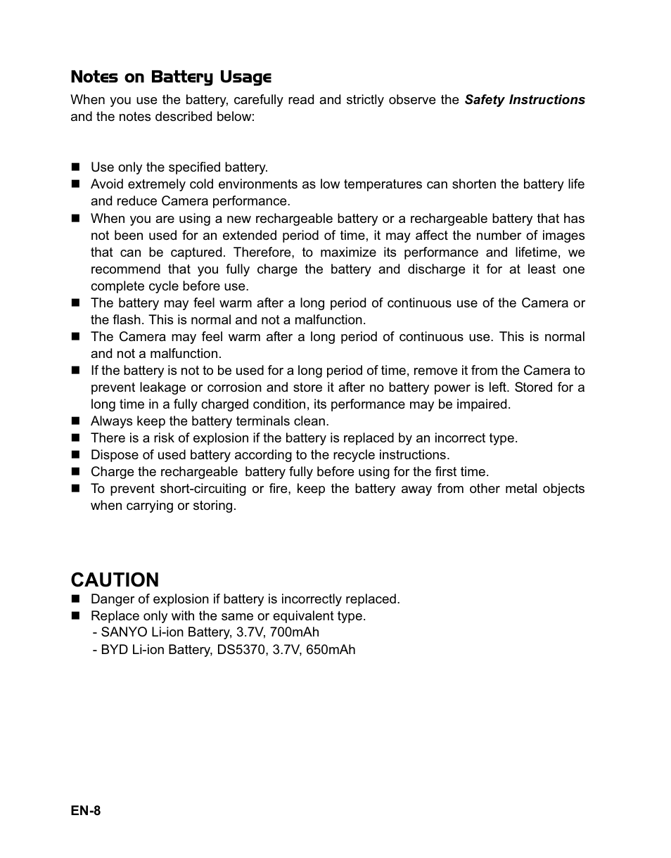 Caution | Sanyo VPC-T1060 User Manual | Page 9 / 47