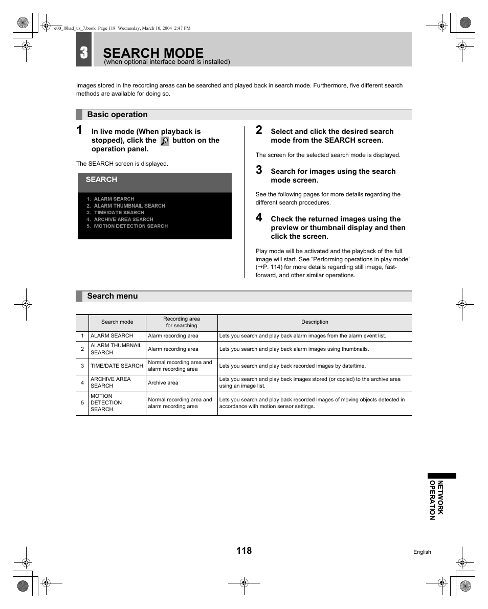 Search mode | Sanyo DSR - 300 User Manual | Page 119 / 136