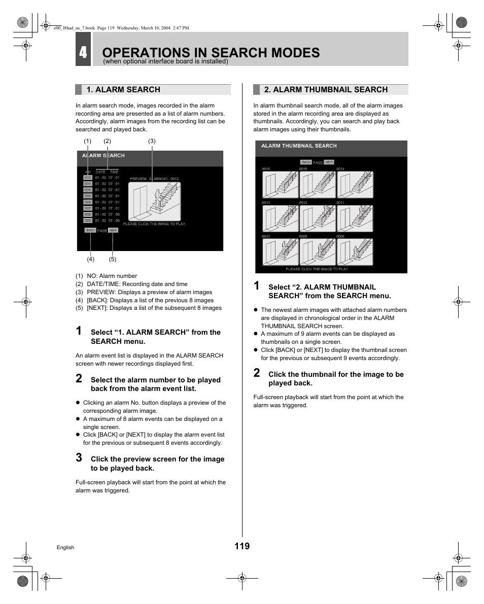 Operations in search modes | Sanyo DSR - 300 User Manual | Page 120 / 136