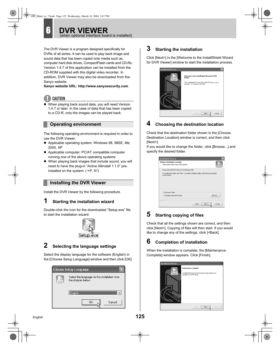 Dvr viewer | Sanyo DSR - 300 User Manual | Page 126 / 136