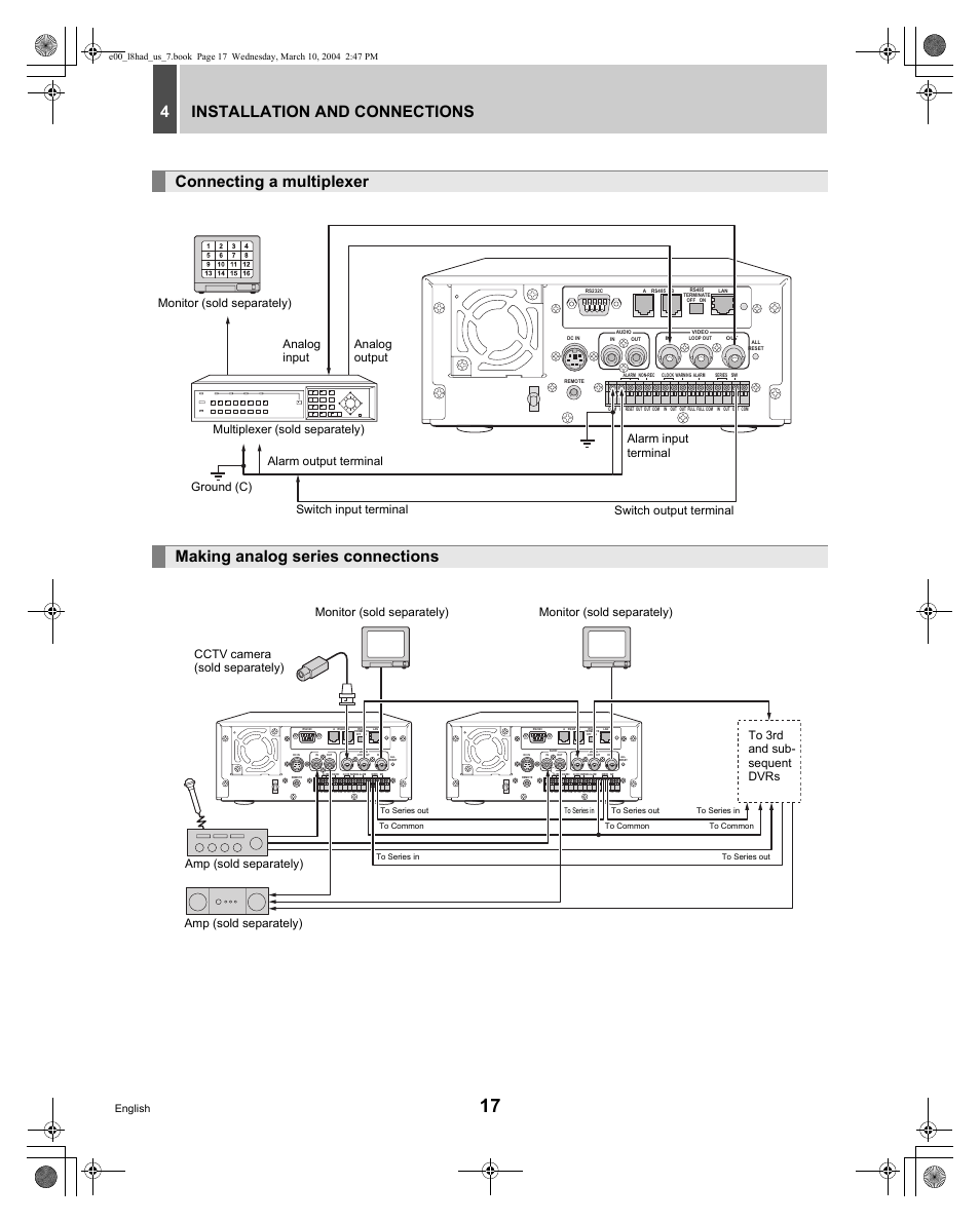 Installation and connections 4, English | Sanyo DSR - 300 User Manual | Page 18 / 136