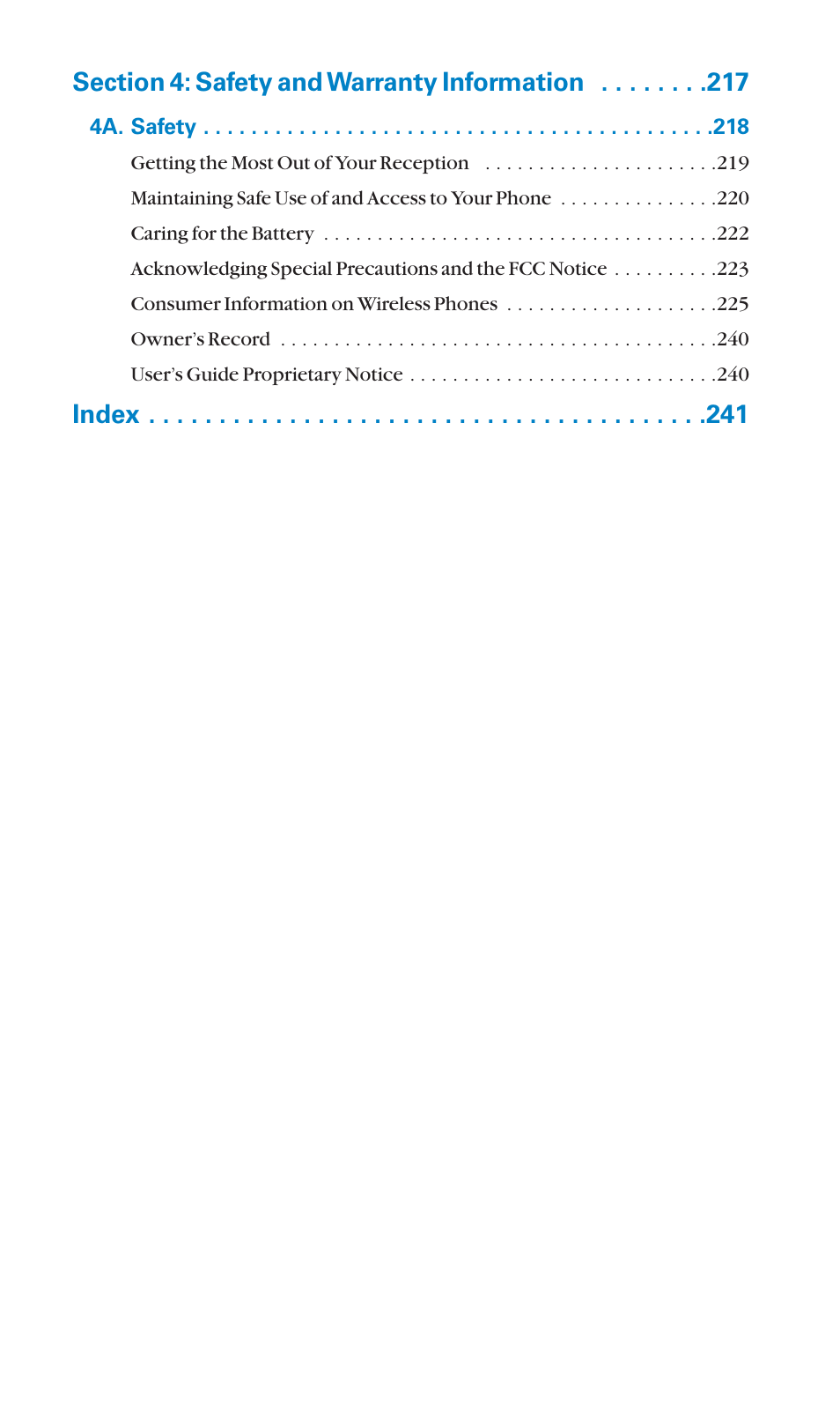 Index | Sanyo PCS Vision PM-8200 User Manual | Page 10 / 257