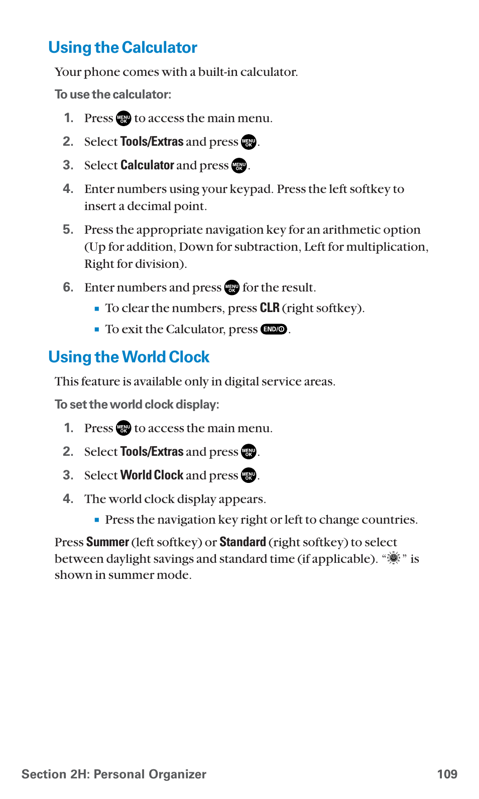 Using the calculator, Using the world clock | Sanyo PCS Vision PM-8200 User Manual | Page 121 / 257