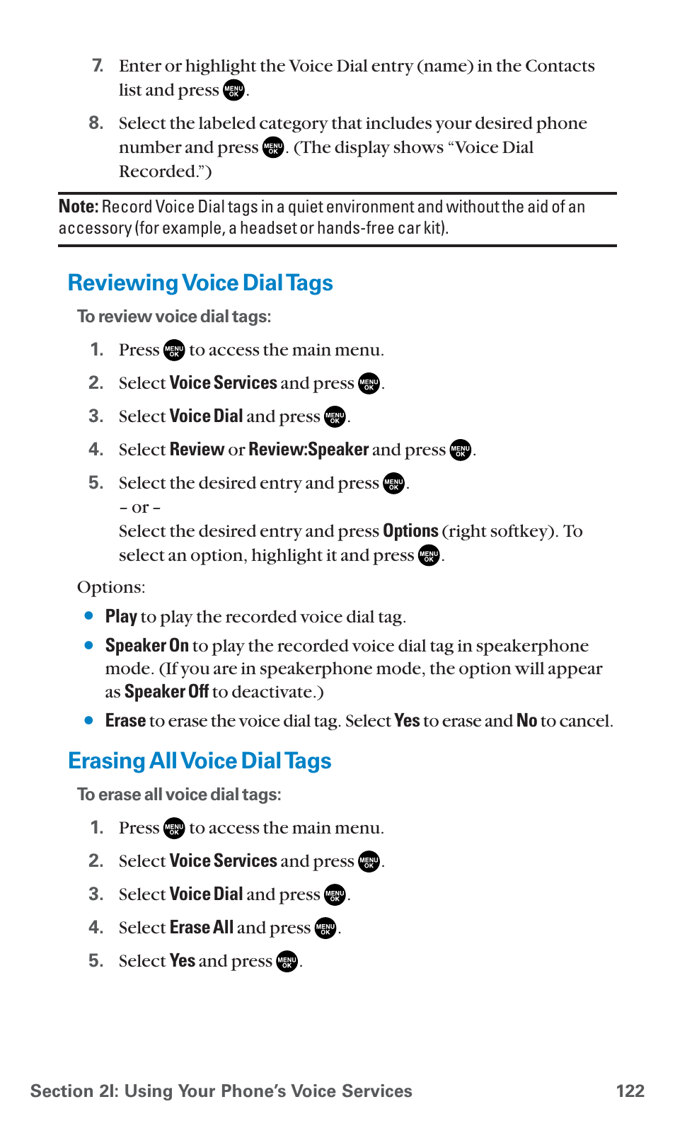 Reviewing voice dial tags, Erasing all voice dial tags | Sanyo PCS Vision PM-8200 User Manual | Page 134 / 257