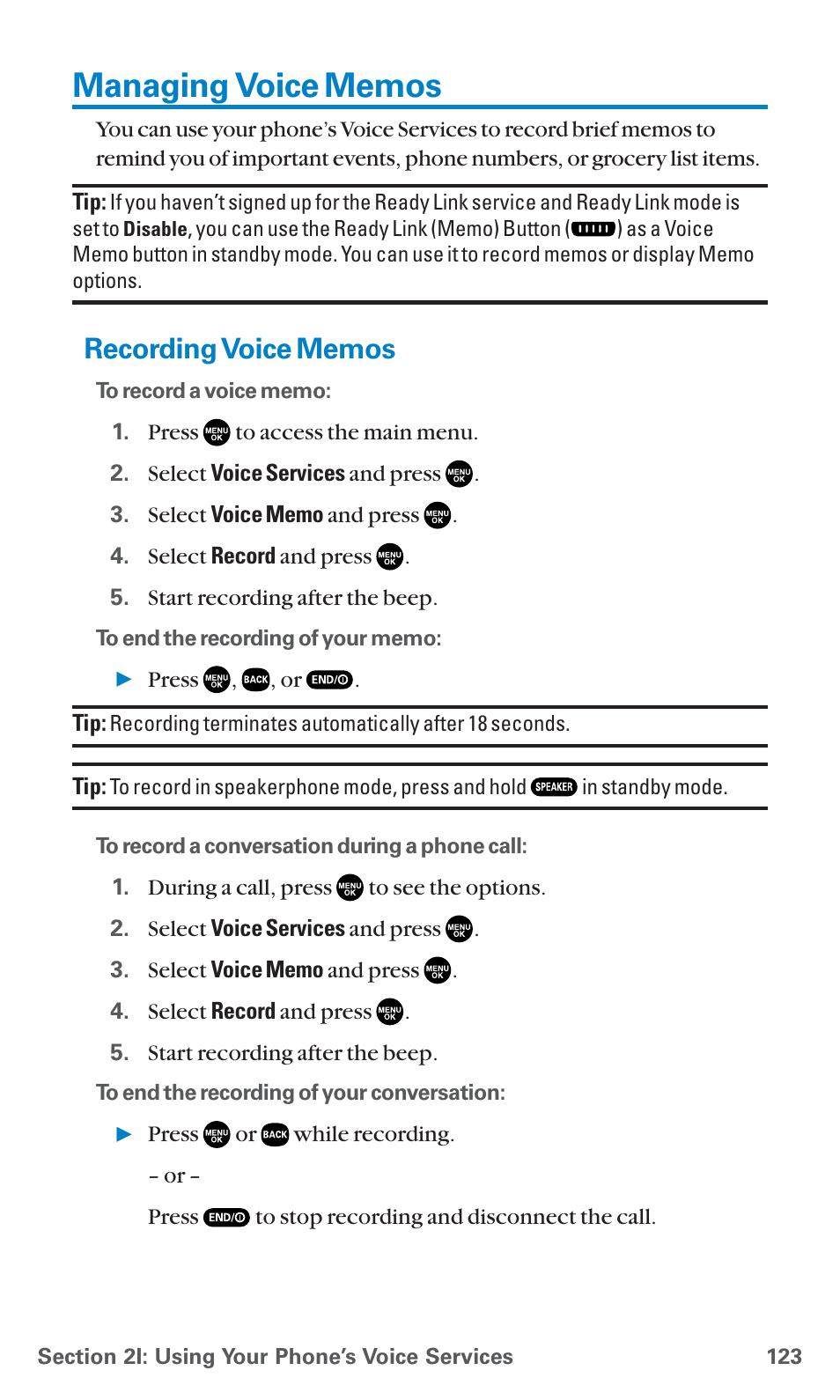 Managing voice memos, Recording voice memos | Sanyo PCS Vision PM-8200 User Manual | Page 135 / 257