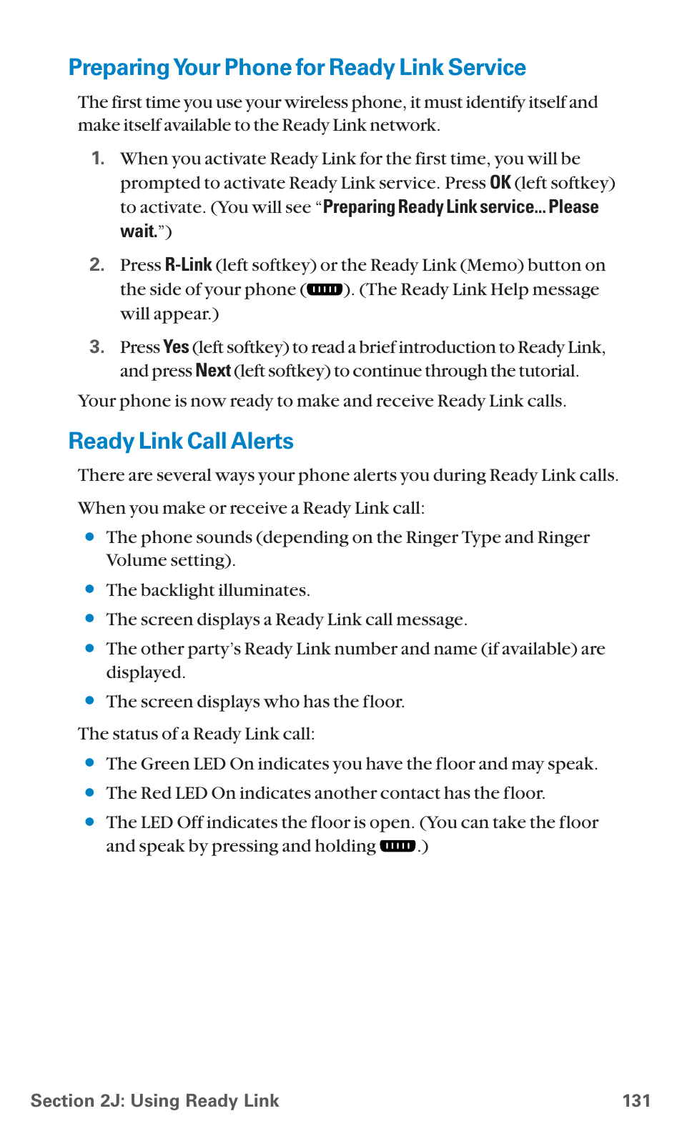 Preparing your phone for ready link service, Ready link call alerts | Sanyo PCS Vision PM-8200 User Manual | Page 143 / 257