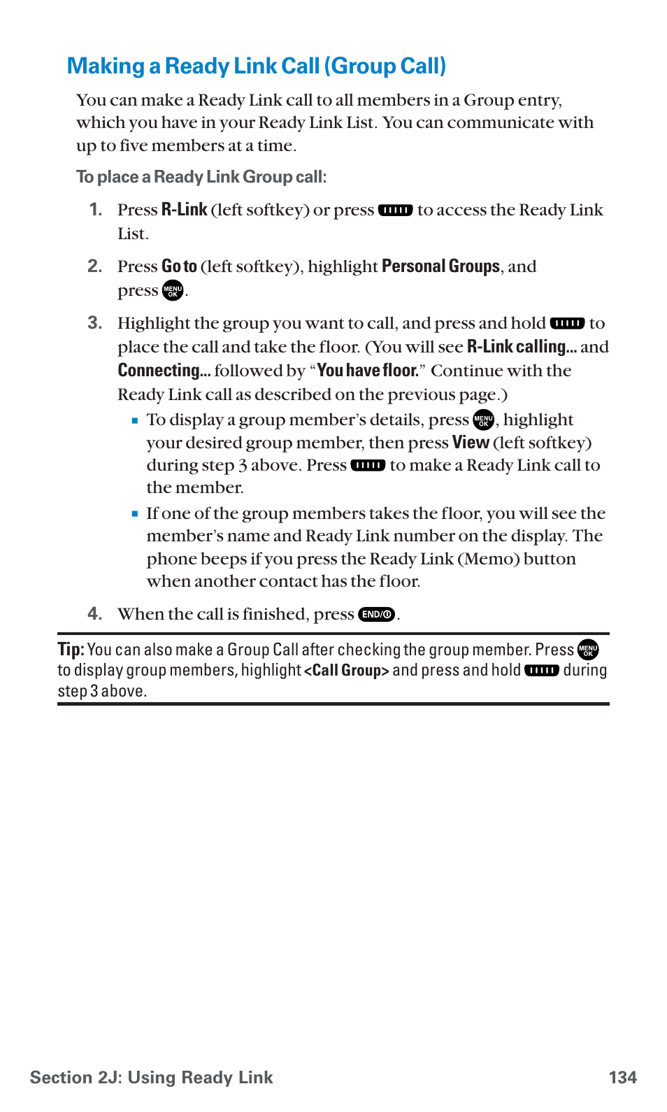 Making a ready link call (group call) | Sanyo PCS Vision PM-8200 User Manual | Page 146 / 257