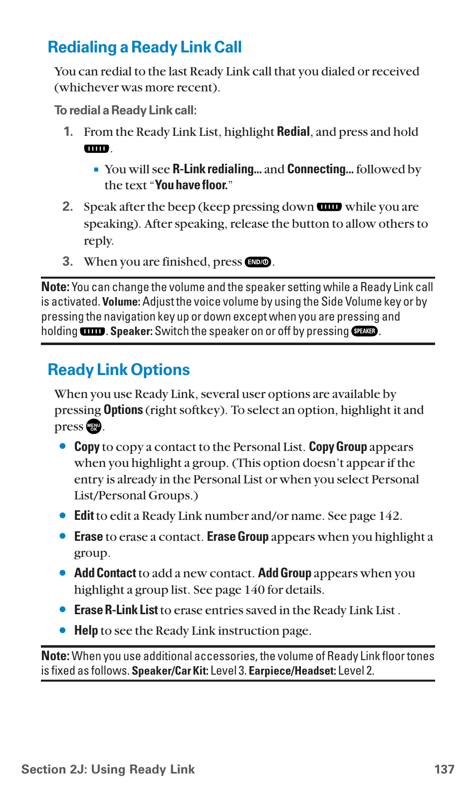 Redialing a ready link call, Ready link options | Sanyo PCS Vision PM-8200 User Manual | Page 149 / 257