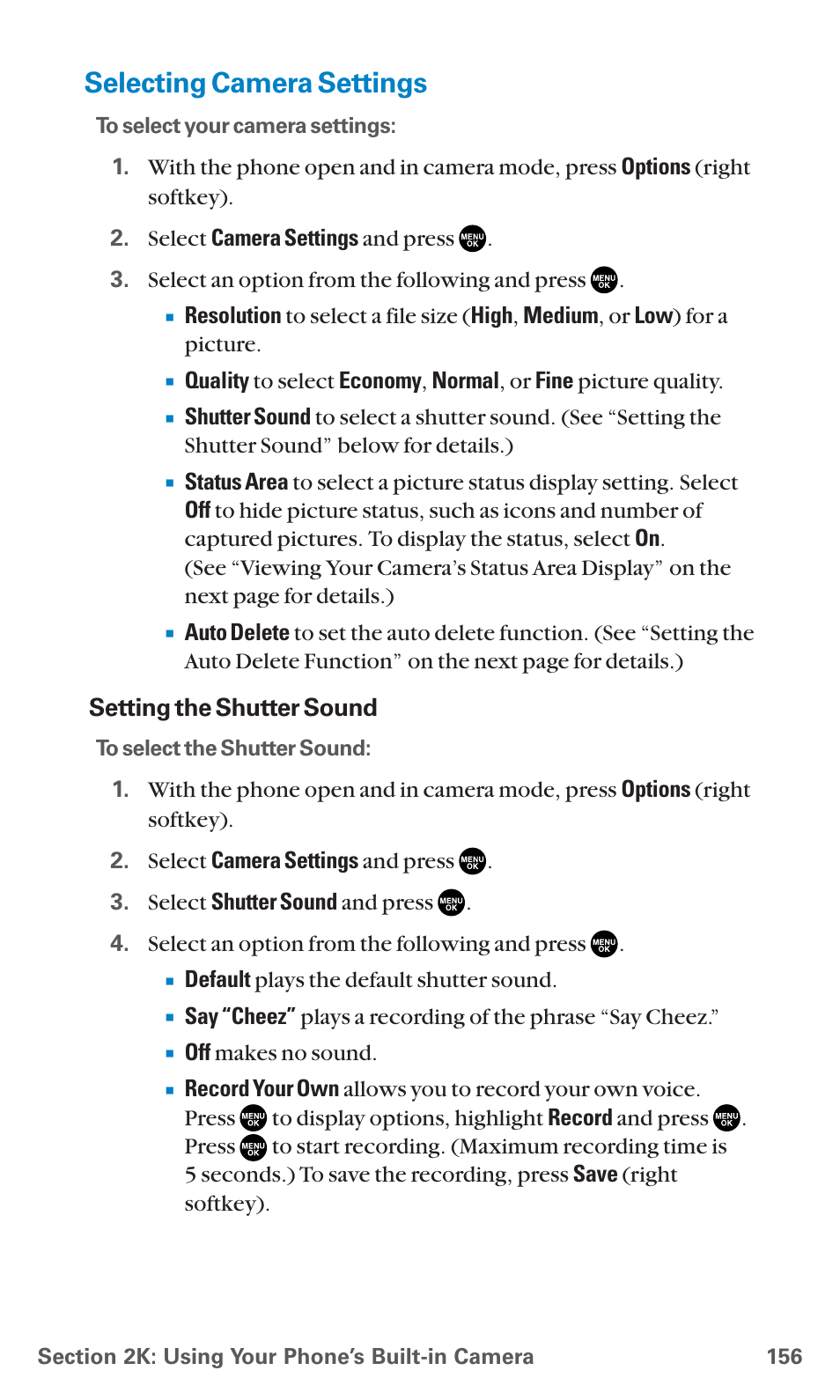 Selecting camera settings | Sanyo PCS Vision PM-8200 User Manual | Page 168 / 257
