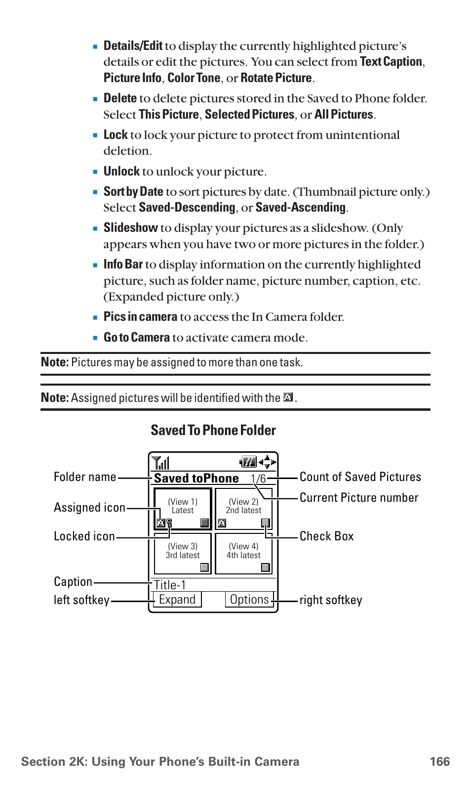 Saved to phone folder, Unlock to unlock your picture, Pics in camera to access the in camera folder | Sanyo PCS Vision PM-8200 User Manual | Page 178 / 257
