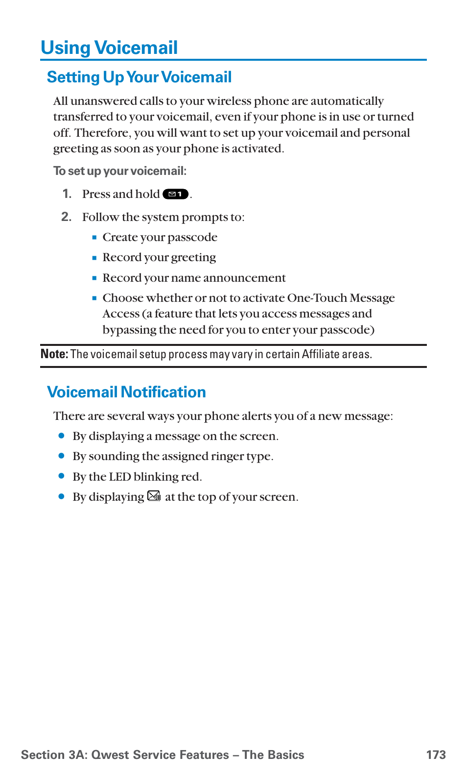 Using voicemail, Setting up your voicemail, Voicemail notification | Sanyo PCS Vision PM-8200 User Manual | Page 185 / 257