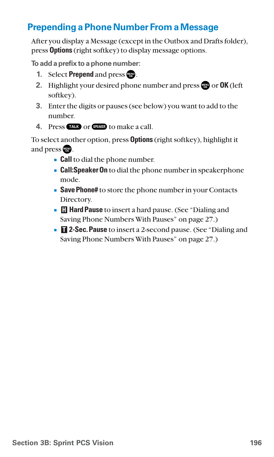 Prepending a phone number from a message | Sanyo PCS Vision PM-8200 User Manual | Page 208 / 257