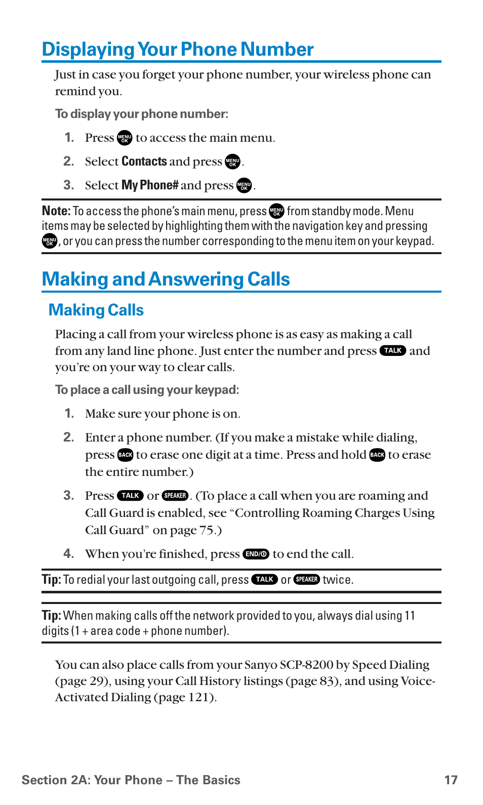 Displaying your phone number, Making and answering calls, Making calls | Sanyo PCS Vision PM-8200 User Manual | Page 29 / 257