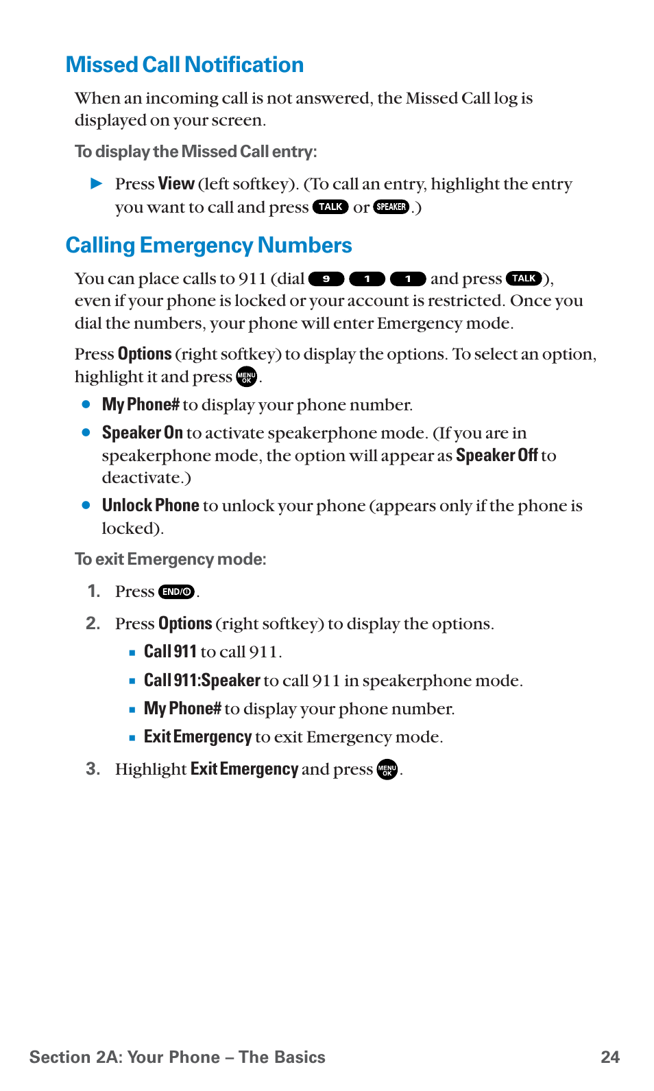 Missed call notification, Calling emergency numbers | Sanyo PCS Vision PM-8200 User Manual | Page 36 / 257