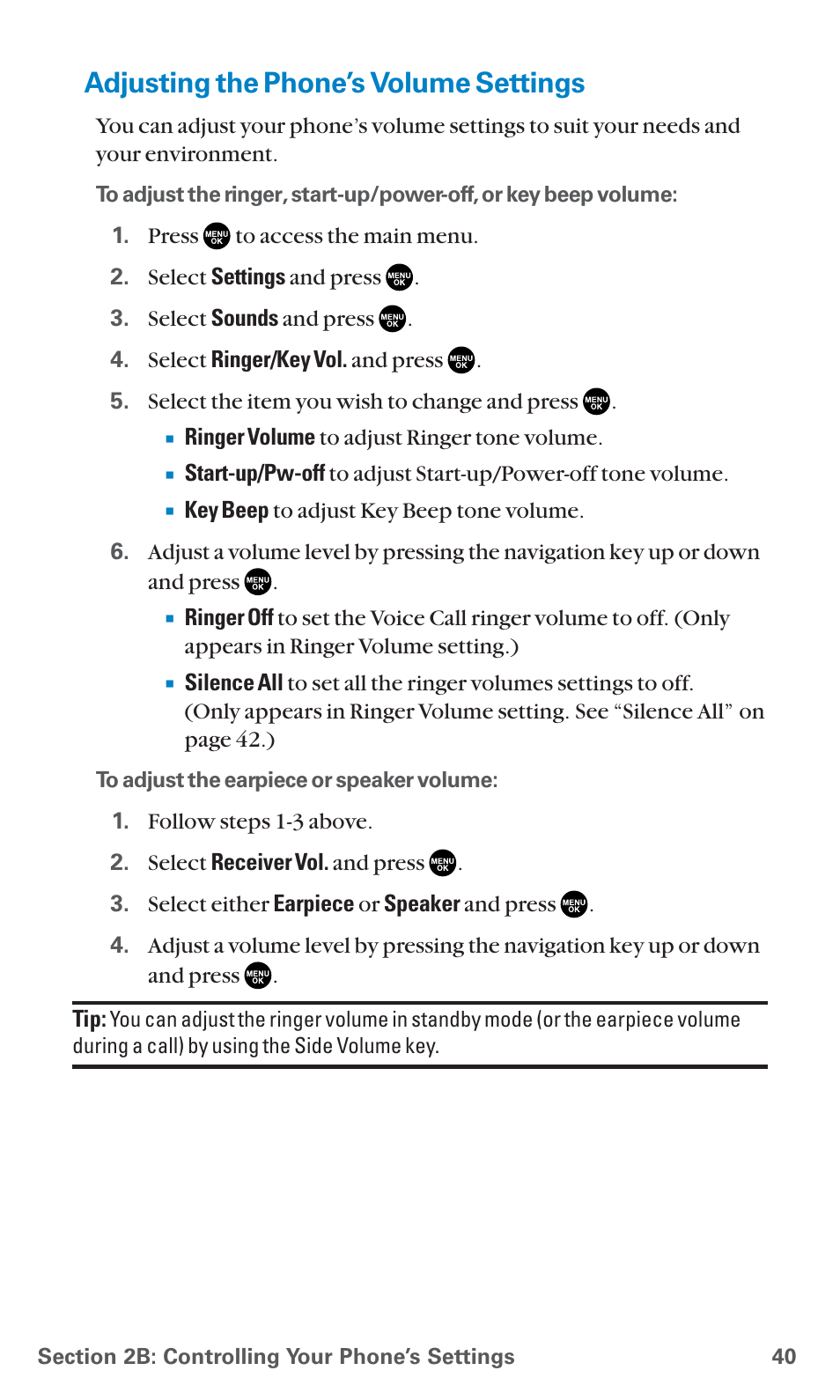 Adjusting the phone’s volume settings | Sanyo PCS Vision PM-8200 User Manual | Page 52 / 257