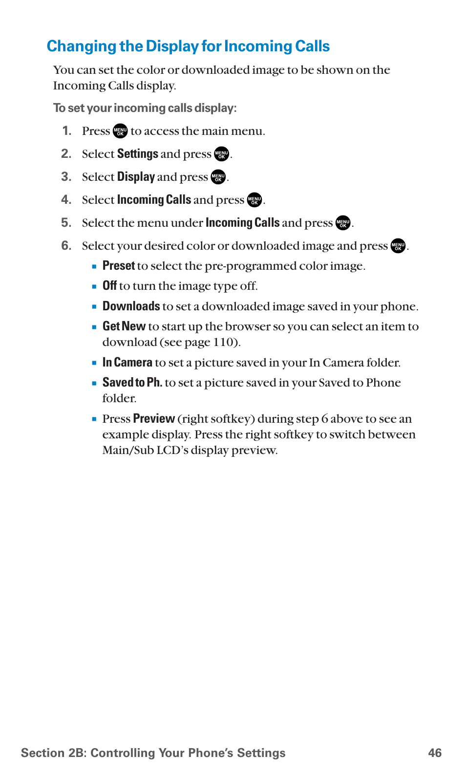 Changing the display for incoming calls | Sanyo PCS Vision PM-8200 User Manual | Page 58 / 257