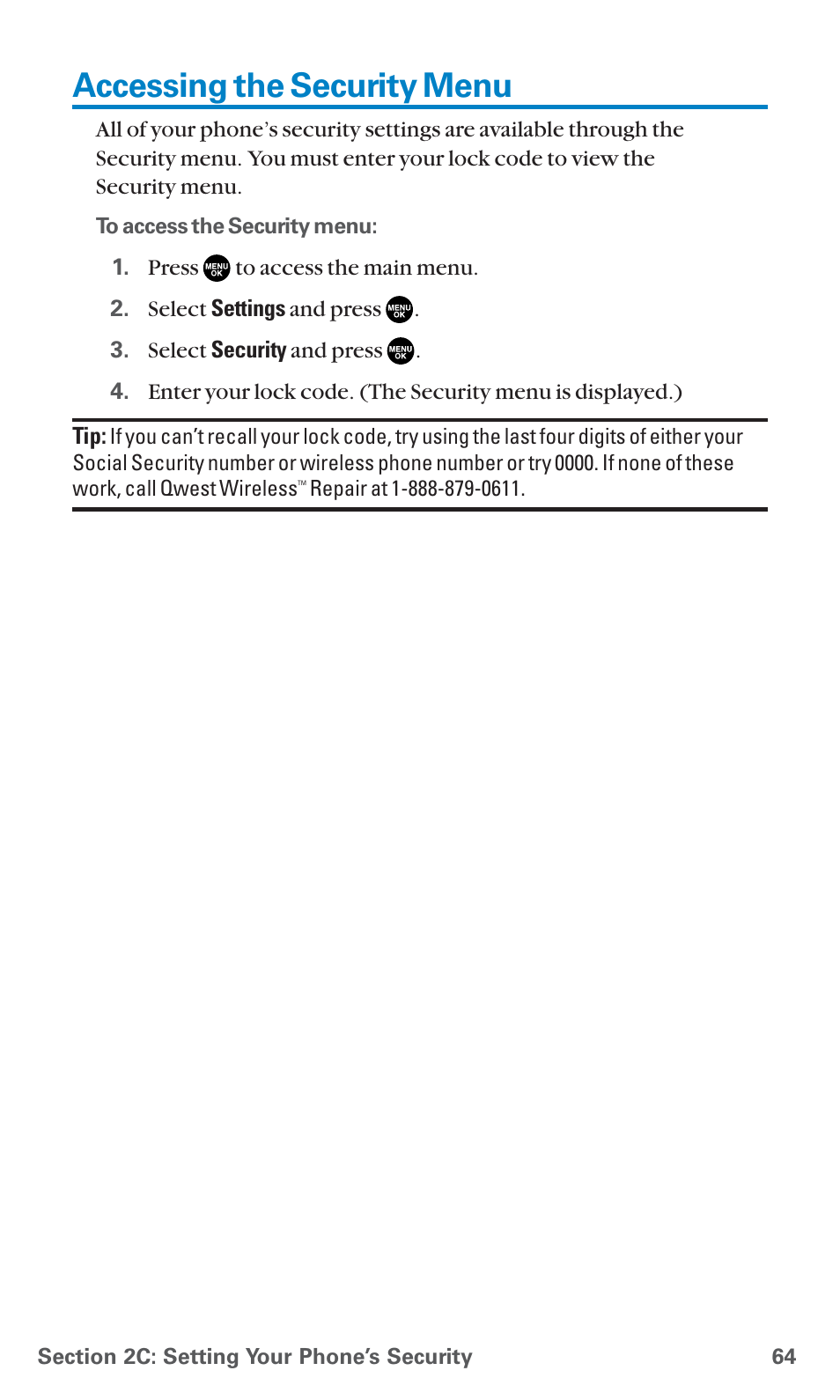 Accessing the security menu | Sanyo PCS Vision PM-8200 User Manual | Page 76 / 257