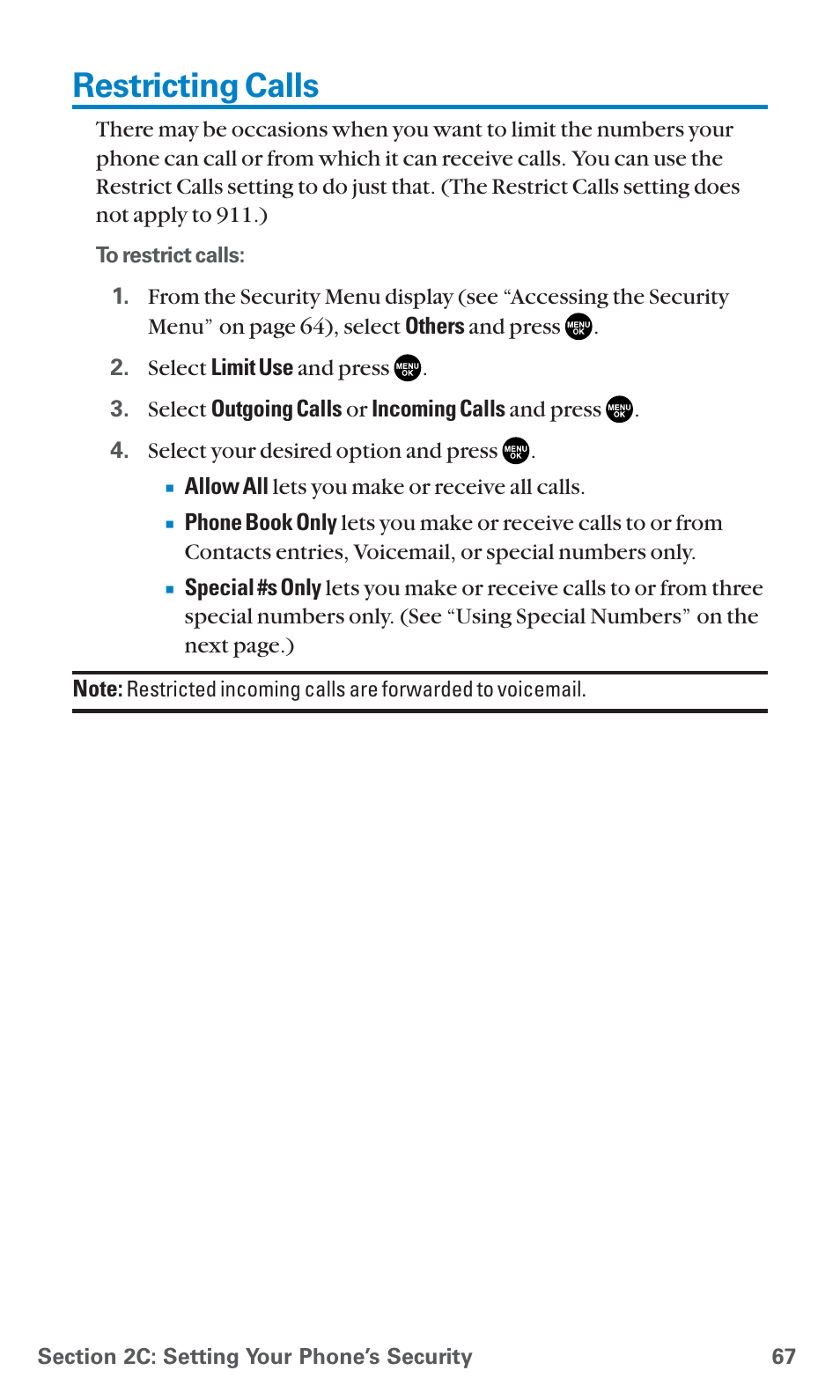 Restricting calls | Sanyo PCS Vision PM-8200 User Manual | Page 79 / 257