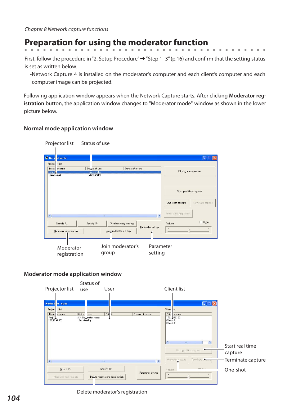 Preparation for using the moderator function | Sanyo QXXAVC922---P User Manual | Page 104 / 144