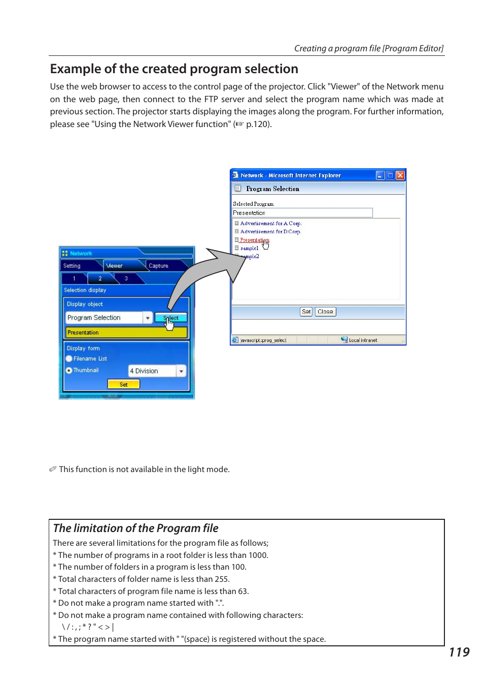 11 example of the created program selection | Sanyo QXXAVC922---P User Manual | Page 119 / 144