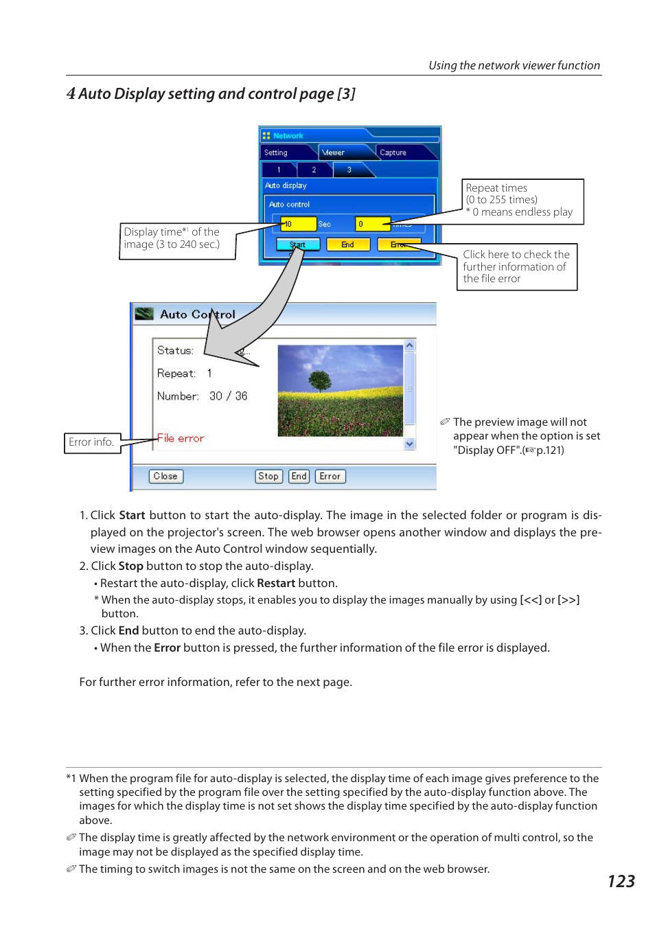 Auto display setting and control page | Sanyo QXXAVC922---P User Manual | Page 123 / 144