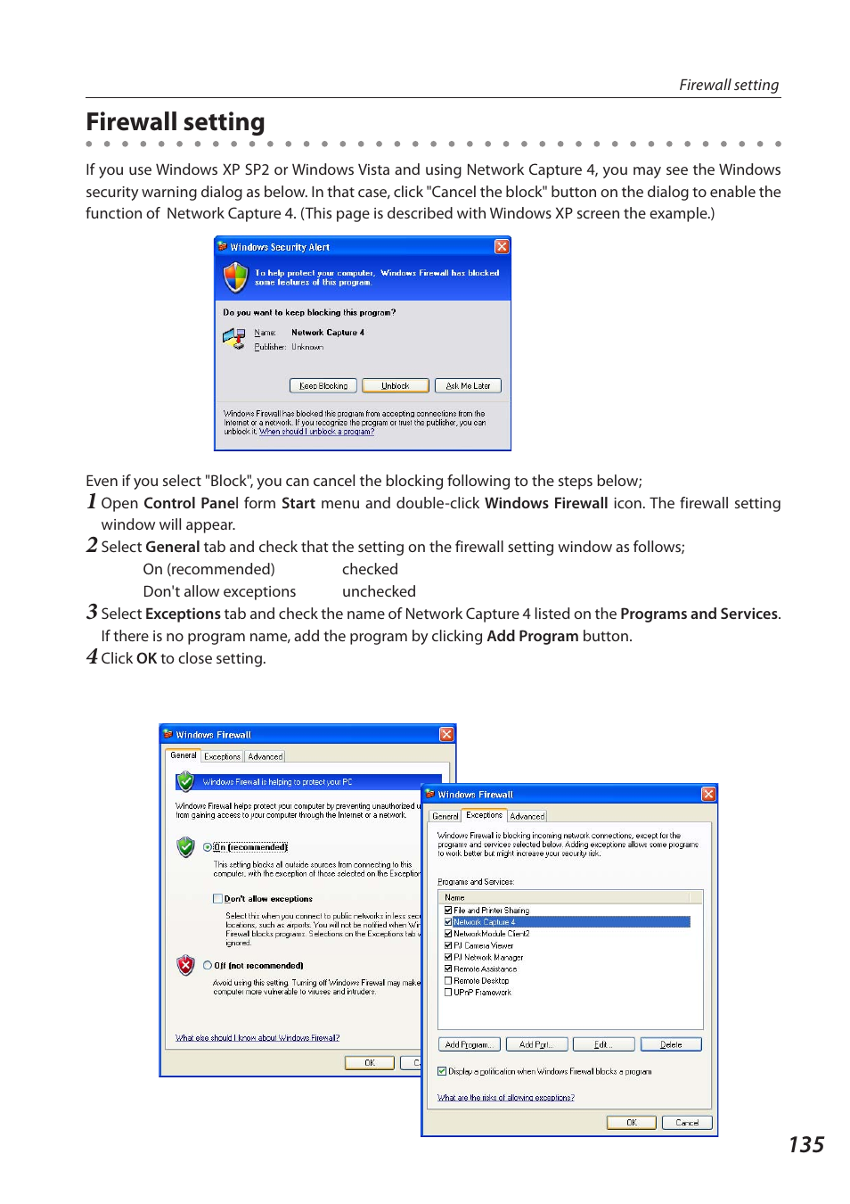 Firewall setting | Sanyo QXXAVC922---P User Manual | Page 135 / 144