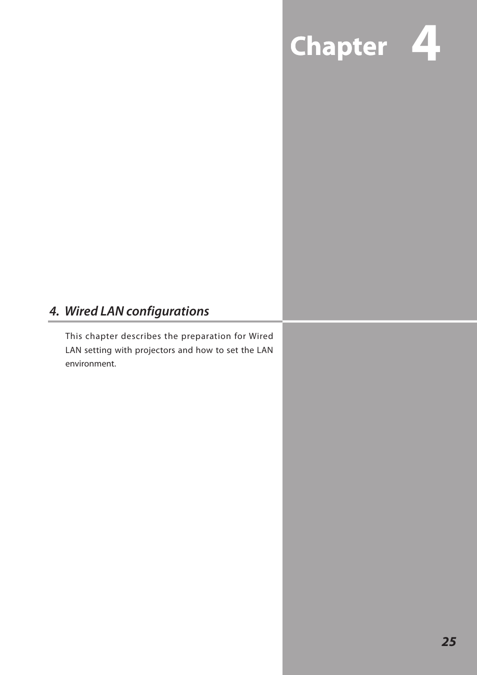 Wired lan configurations, Chapter | Sanyo QXXAVC922---P User Manual | Page 25 / 144