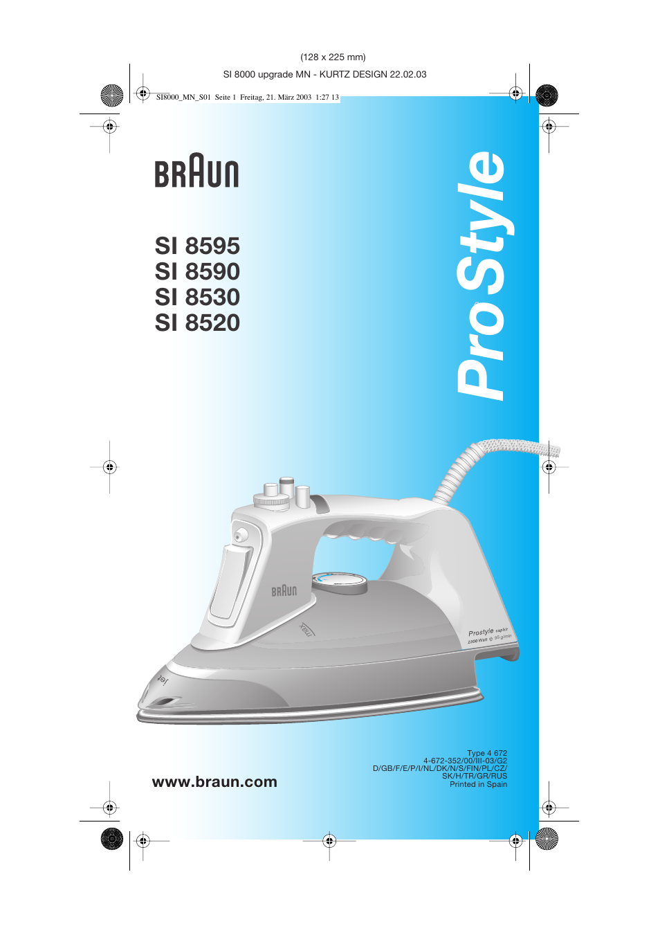 Braun SI 8590  EU User Manual | 56 pages