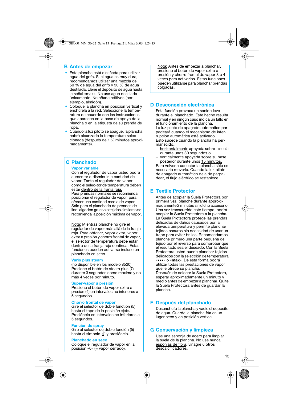 Braun SI 8590  EU User Manual | Page 13 / 56