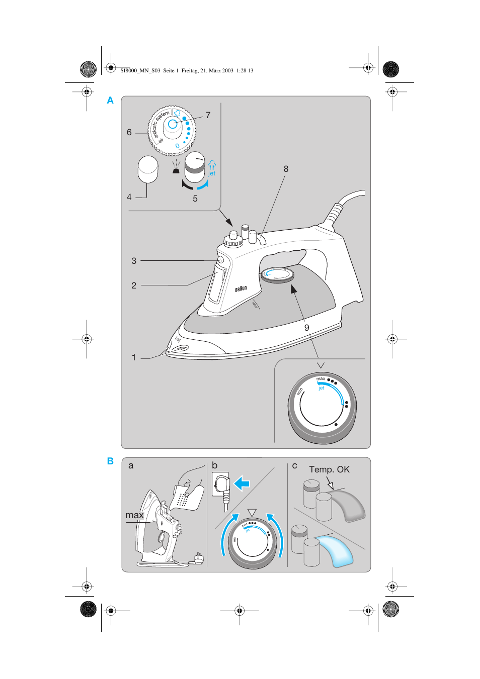 Ba b c a, 9temp. ok | Braun SI 8590  EU User Manual | Page 3 / 56