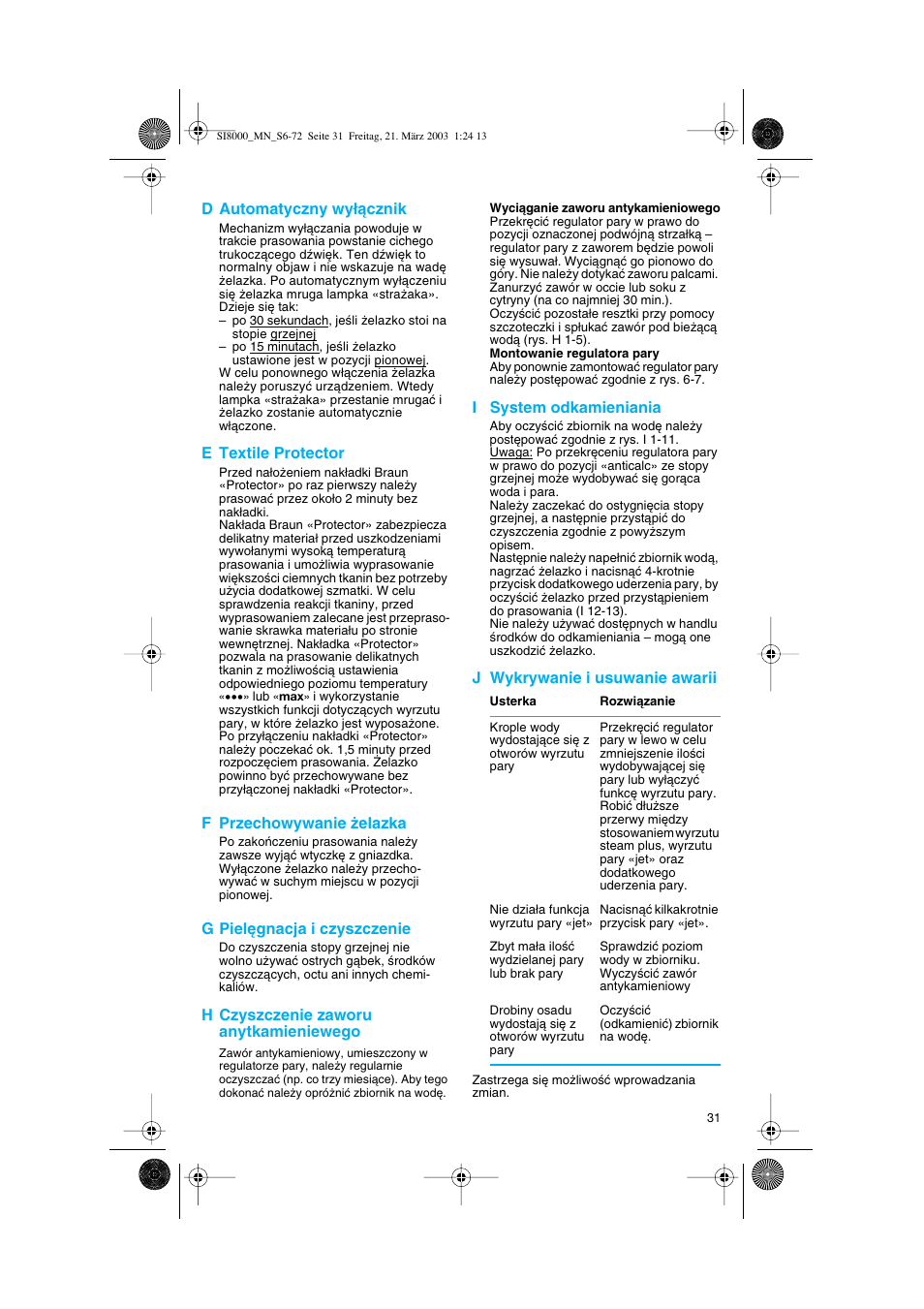 Braun SI 8590  EU User Manual | Page 31 / 56
