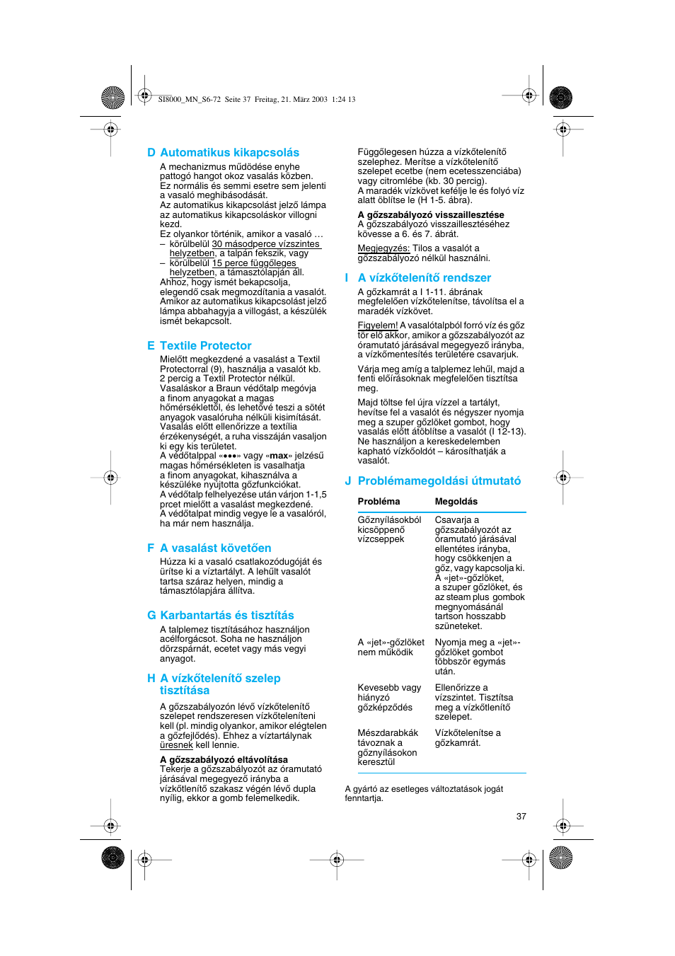 Braun SI 8590  EU User Manual | Page 37 / 56
