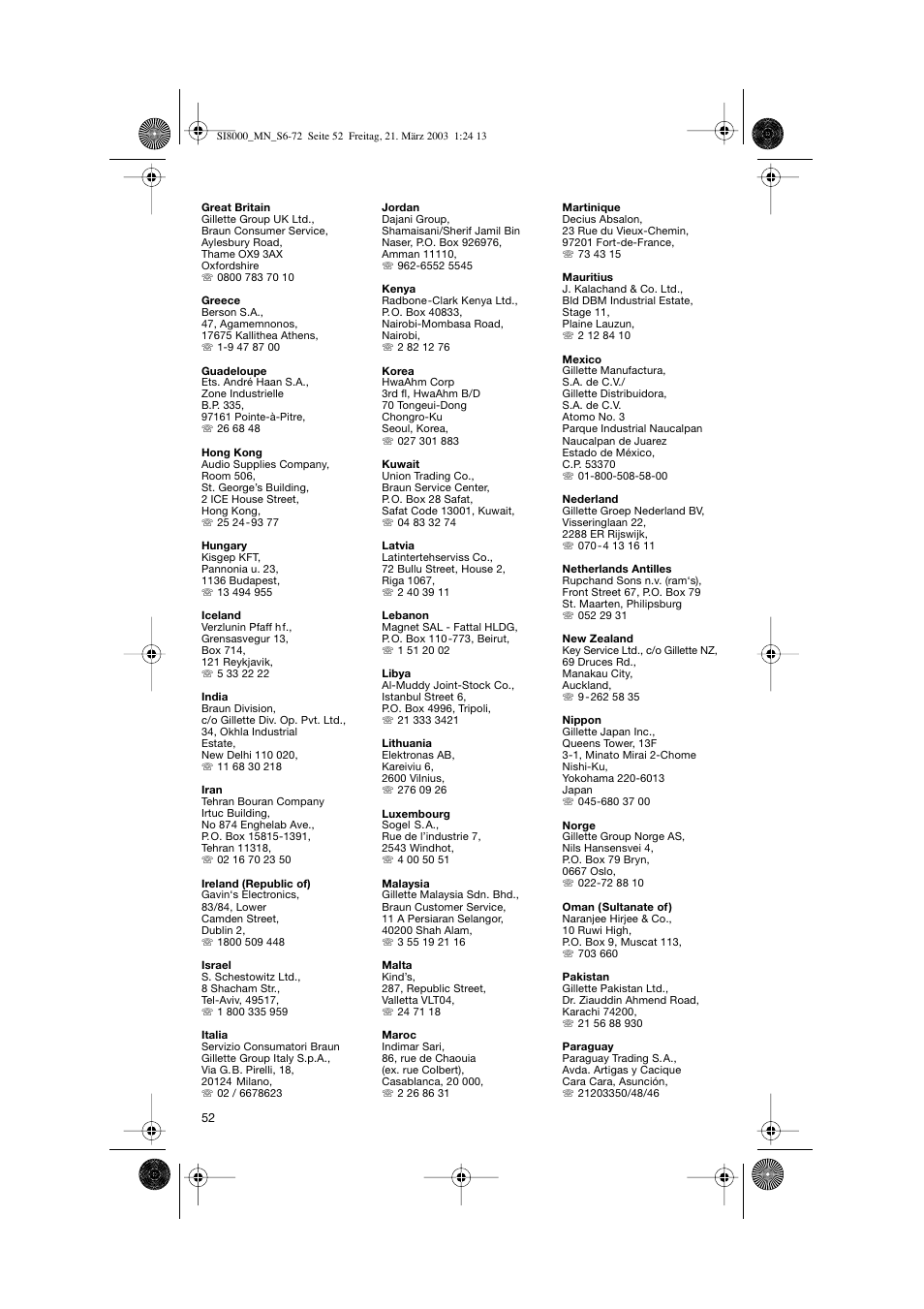Braun SI 8590  EU User Manual | Page 52 / 56