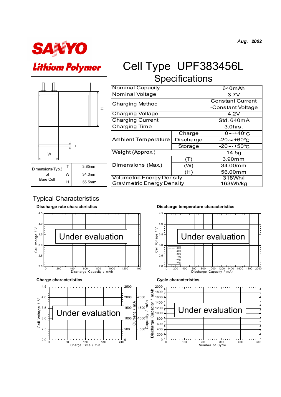 Sanyo UPF383456L User Manual | 1 page