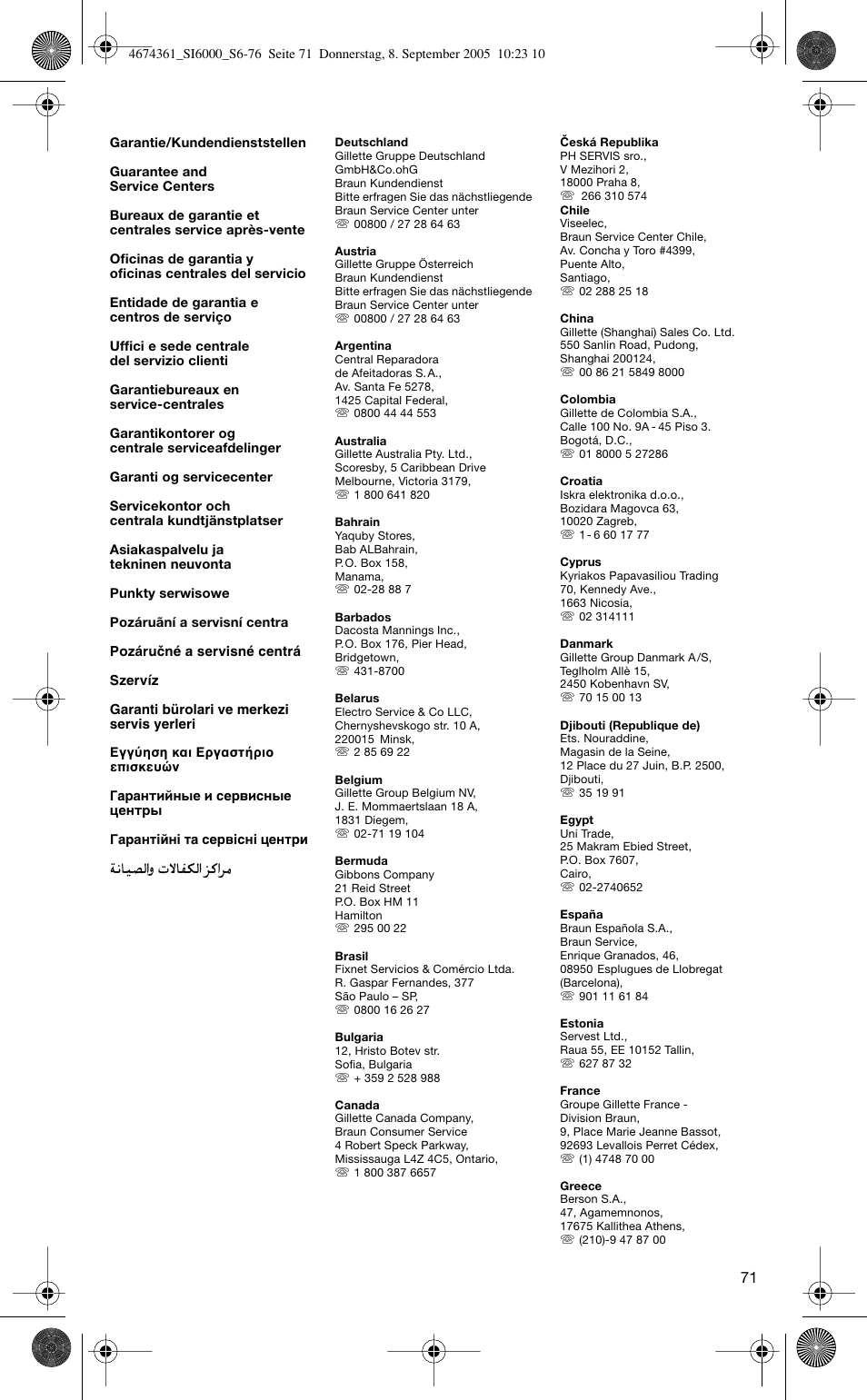 Braun SI 6591 User Manual | Page 71 / 73