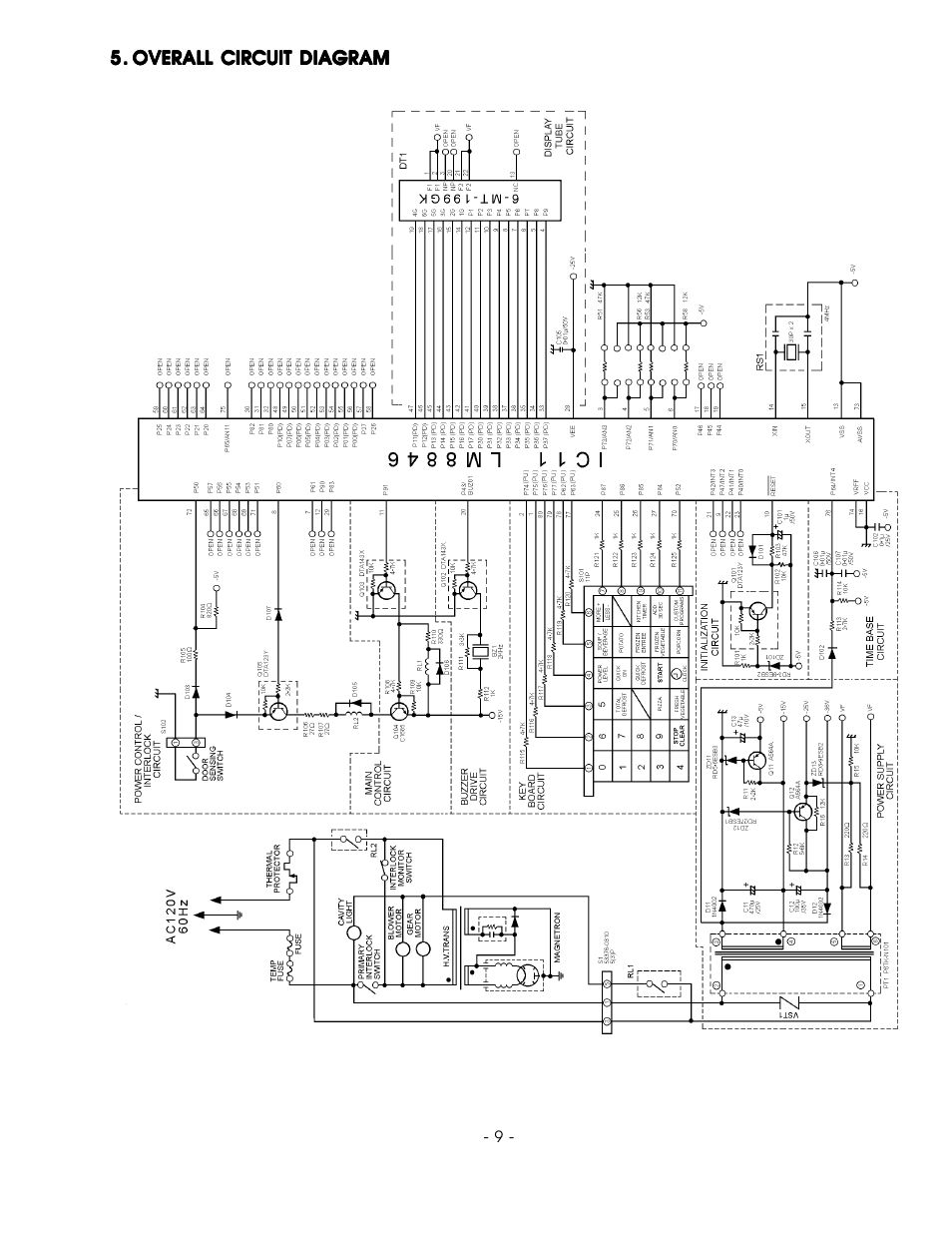 Overall circuit diagram | Sanyo EM-842WS User Manual | Page 11 / 34