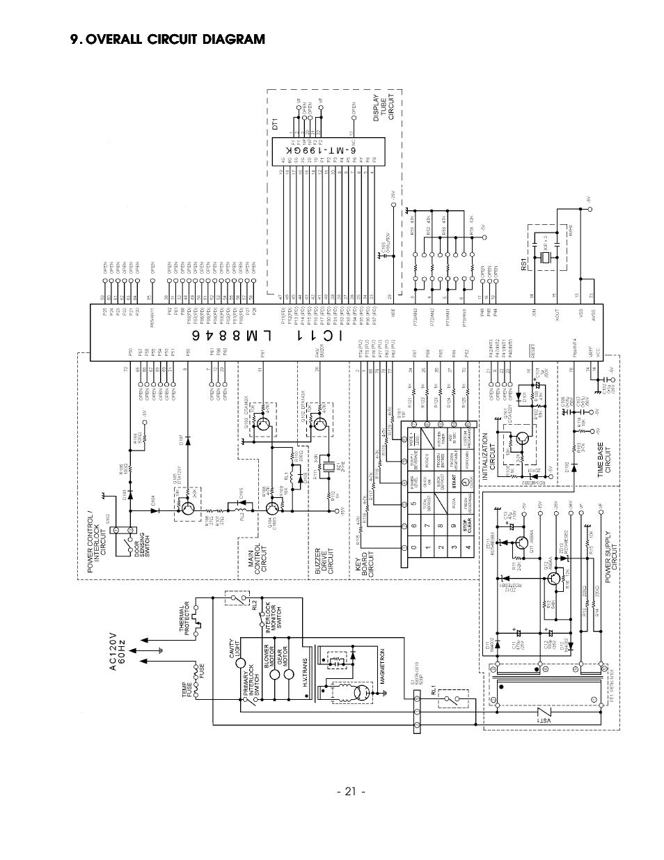 Overall circuit diagram | Sanyo EM-842WS User Manual | Page 34 / 34